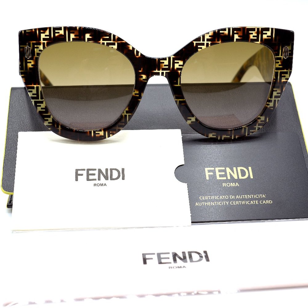 FENDI FF0435/S H7P PATERN HAVANA SUNGLASSES - Picture 5 of 8